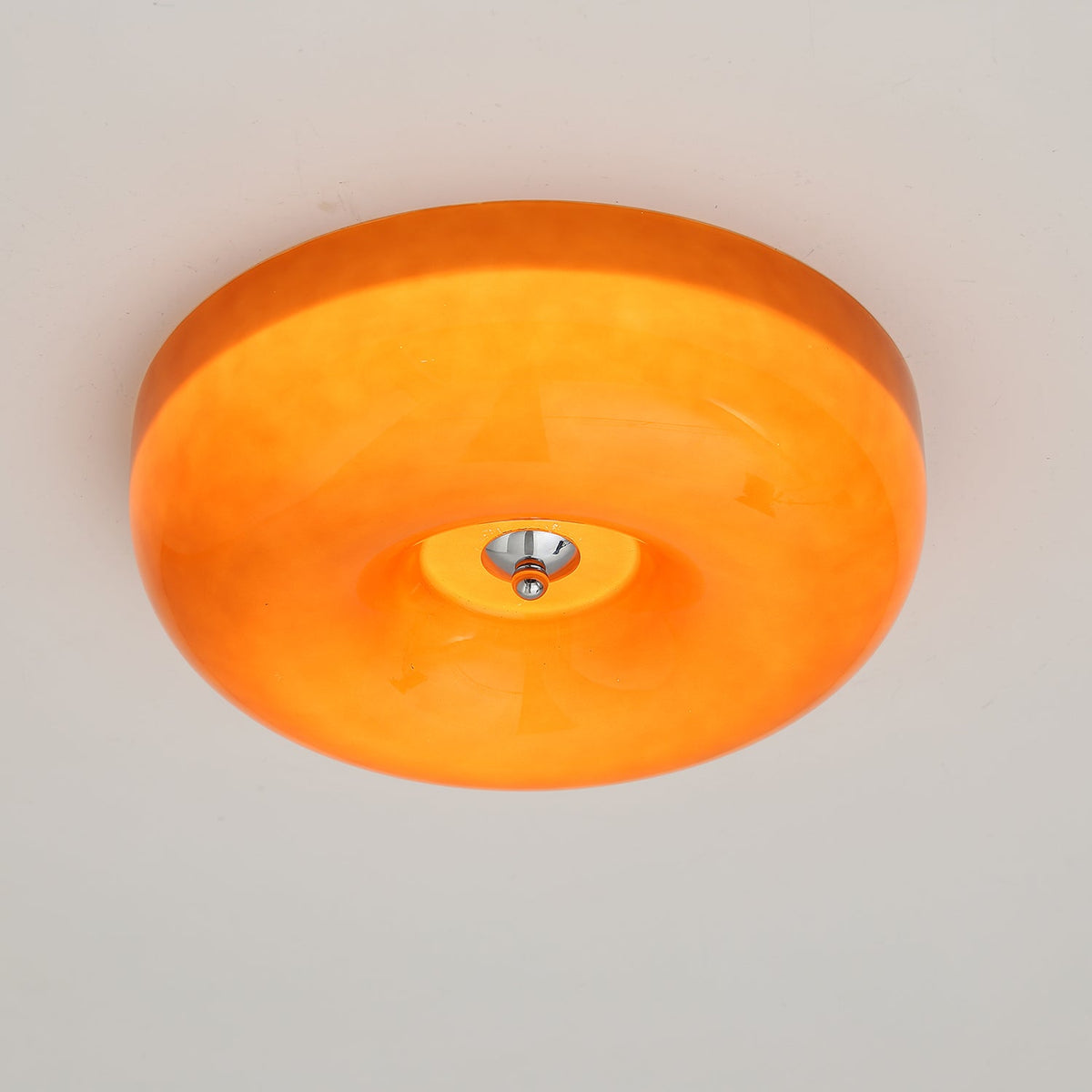 Swirled Glass Flush Mount Ceiling Light with Integrated LED – Chrome Finish – Dimmable Warm White – Modern Ceiling Lamp for Bedroom Living