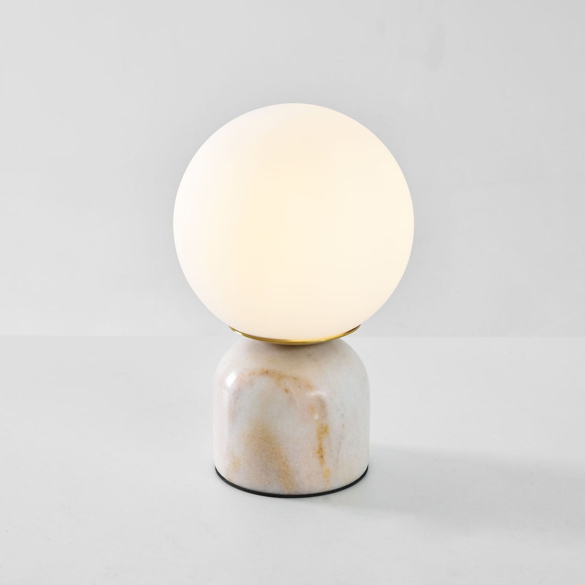 Spherical Glass Globe Accent Lamp with Natural Stone Base for Desk, Nightstand & Side Table | Modern Minimalist Home Lighting Fixture