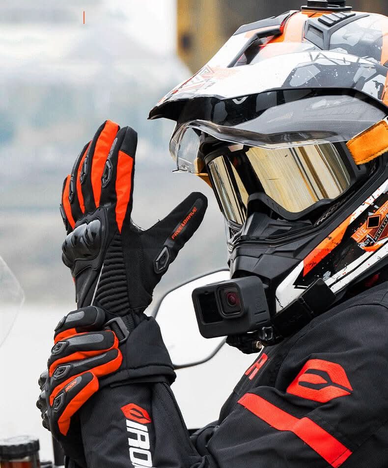 Cold-Weather Riding Gloves PVC Fiber Shell Triple Insulation Rainproof 11 in Length Handlebar Control Winter Moto Gear for Commuters Touring