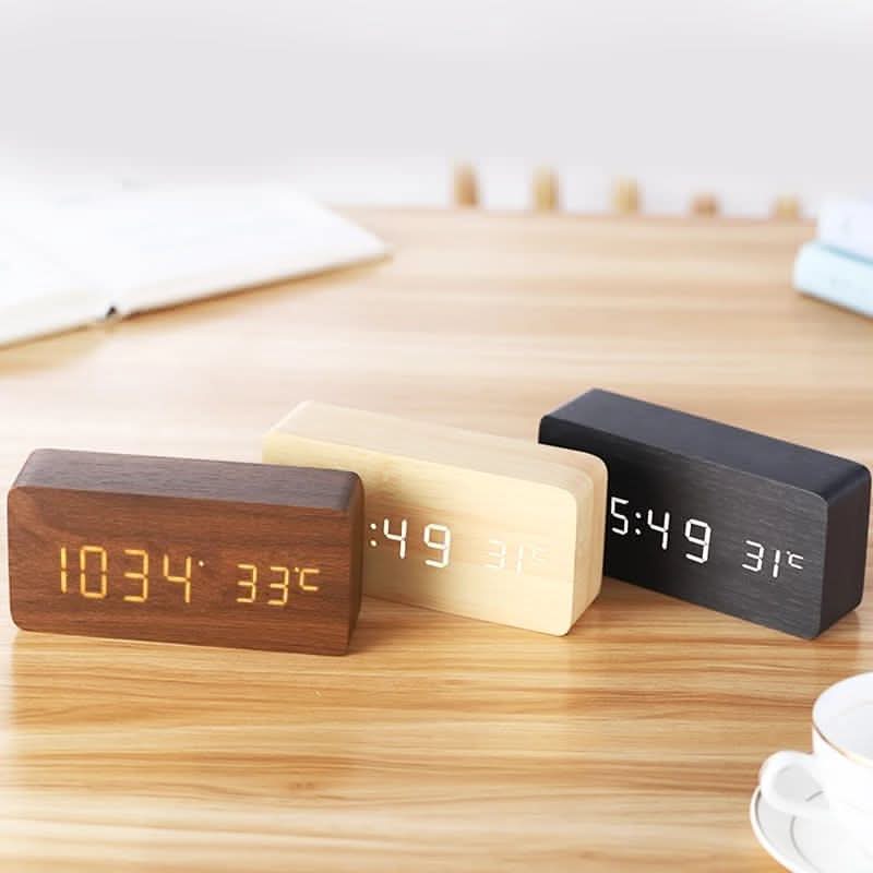 GLOWWOOD – Stylish Wooden LED Alarm Clock for Modern Spaces