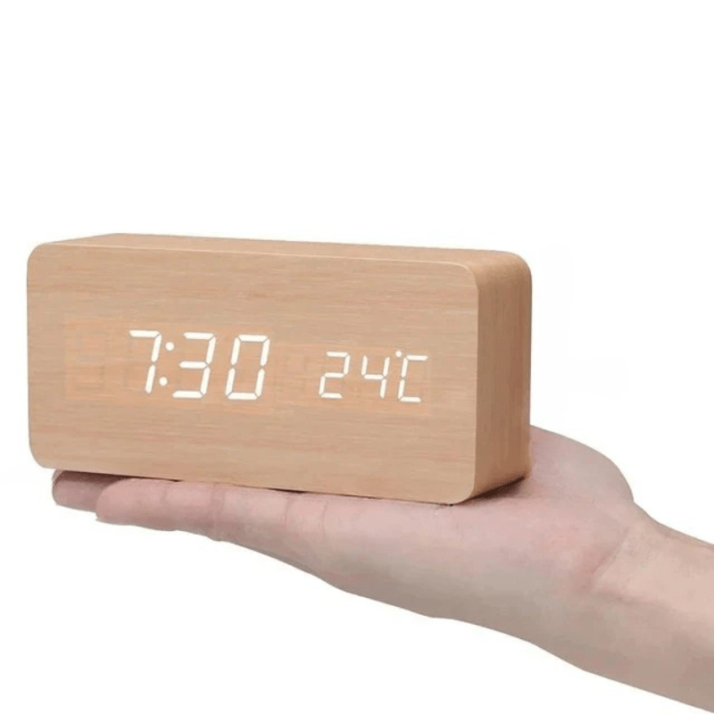 GLOWWOOD – Stylish Wooden LED Alarm Clock for Modern Spaces