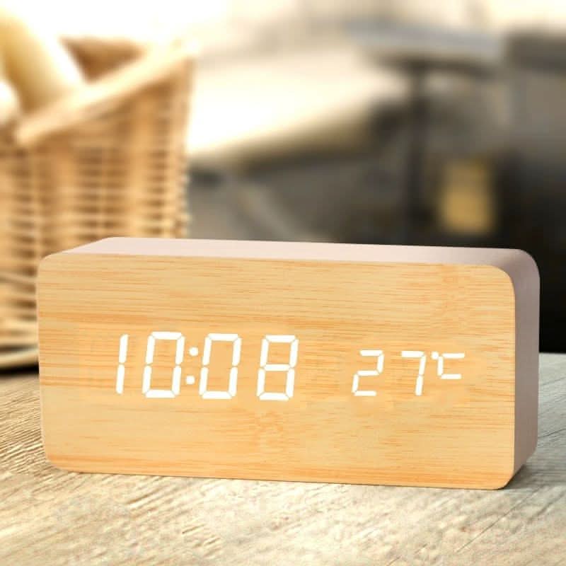 GLOWWOOD – Stylish Wooden LED Alarm Clock for Modern Spaces
