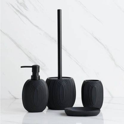 Ensemble de salle de bain élégant | Accessoires noirs nervurés au design durable | Collection minimaliste moderne pour espaces raffinés
