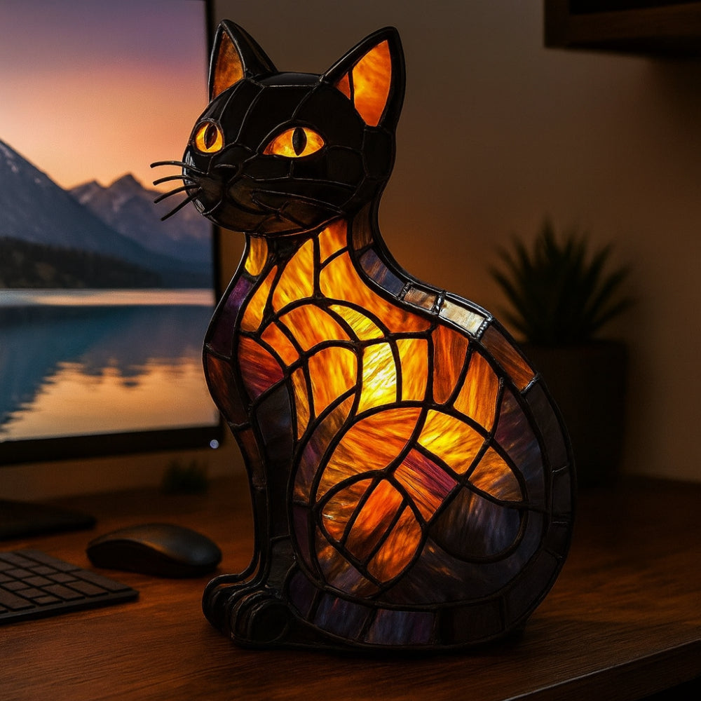 Chat charmant | Lampe de table veilleuse à la lueur douce et ambiante | Lampe de chevet décorative pour chambres douillettes
