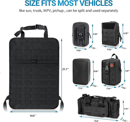Tactique | Organisateur de siège auto avec design imperméable et sangles Molle | Solution de rangement polyvalente pour voitures, camions et SUV