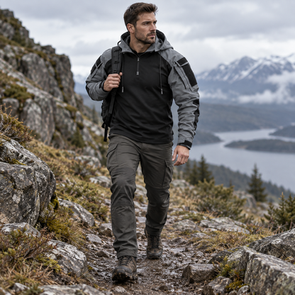 Water-Repellent Windproof Tactical Jacket for Men Outdoor Hiking Camping Everyday Wear Military Style Lightweight Polyester Coat