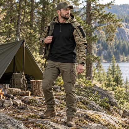Water-Repellent Windproof Tactical Jacket for Men Outdoor Hiking Camping Everyday Wear Military Style Lightweight Polyester Coat