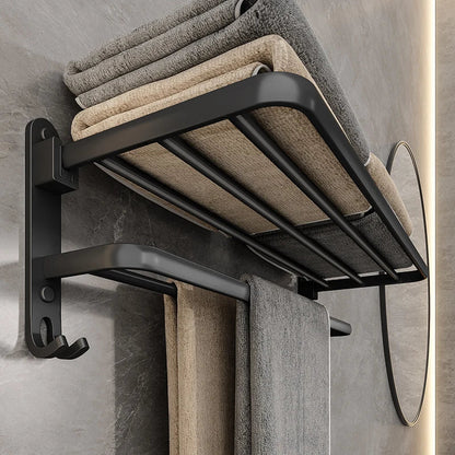 Talon Towel Rack - Collapsible Steel, Matte Black Towel Storage