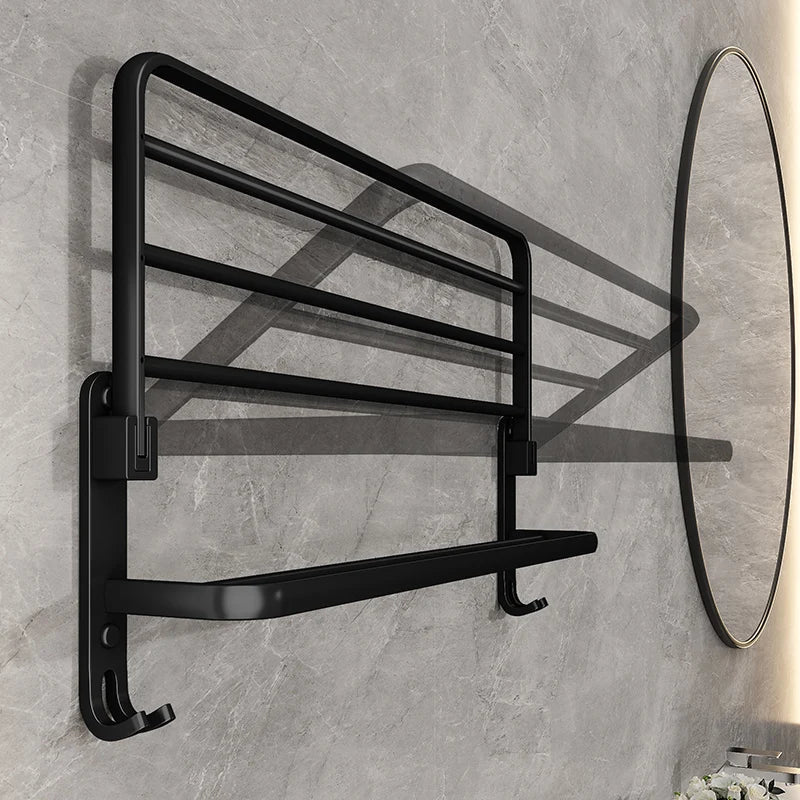 Talon Towel Rack - Collapsible Steel, Matte Black Towel Storage