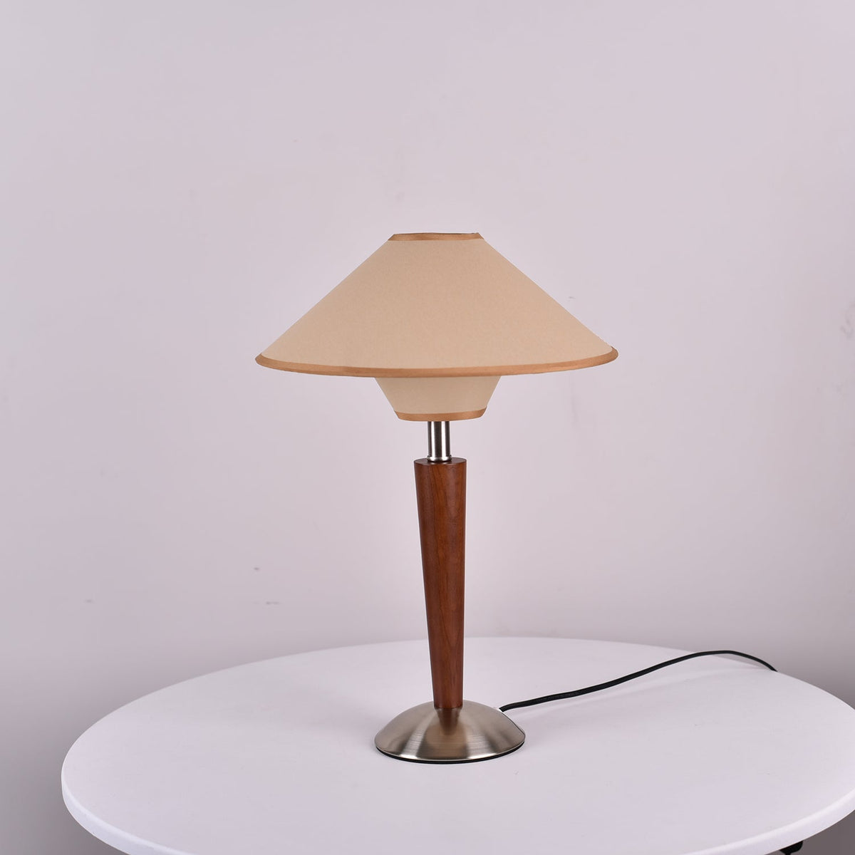 Fabric Shade Table Lamp 17 in for Nightstand & Side Table - Wood Base with E26 Socket for Bedroom Living Room Office Desk Reading Light Mini