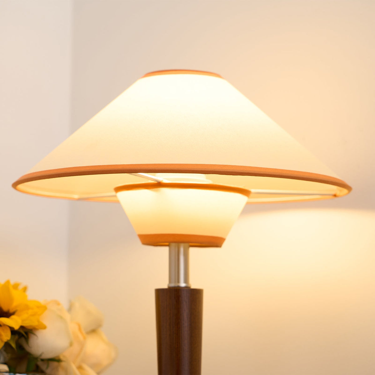Fabric Shade Table Lamp 17 in for Nightstand & Side Table - Wood Base with E26 Socket for Bedroom Living Room Office Desk Reading Light Mini
