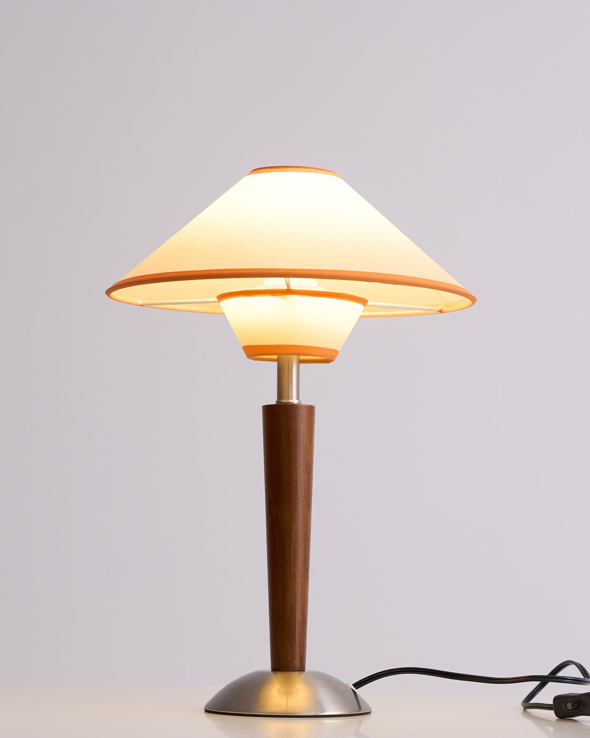 Fabric Shade Table Lamp 17 in for Nightstand & Side Table - Wood Base with E26 Socket for Bedroom Living Room Office Desk Reading Light Mini