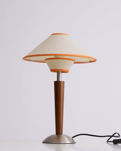 Fabric Shade Table Lamp 17 in for Nightstand & Side Table - Wood Base with E26 Socket for Bedroom Living Room Office Desk Reading Light Mini