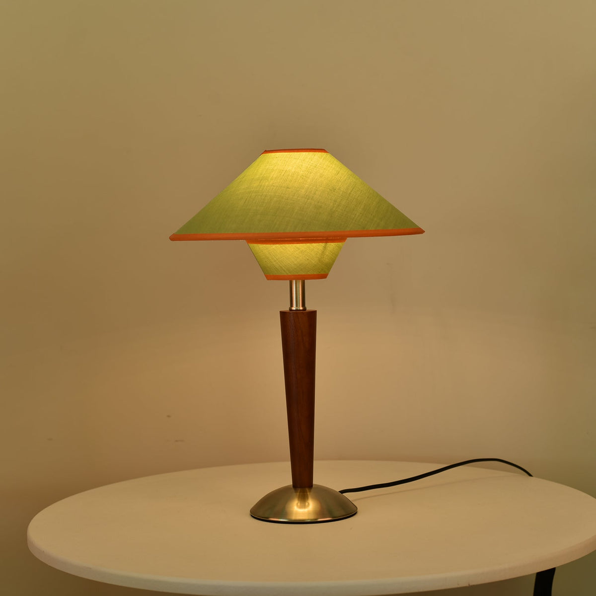 Fabric Shade Table Lamp 17 in for Nightstand & Side Table - Wood Base with E26 Socket for Bedroom Living Room Office Desk Reading Light Mini