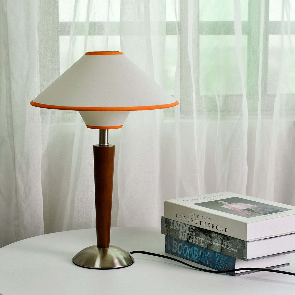 Fabric Shade Table Lamp 17 in for Nightstand & Side Table - Wood Base with E26 Socket for Bedroom Living Room Office Desk Reading Light Mini