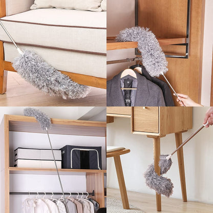 Extendable Microfiber Duster with Telescoping Handle – Bendable Head, Washable, Reaches 8 Feet for Ceiling Fans, High Shelves, Baseboards