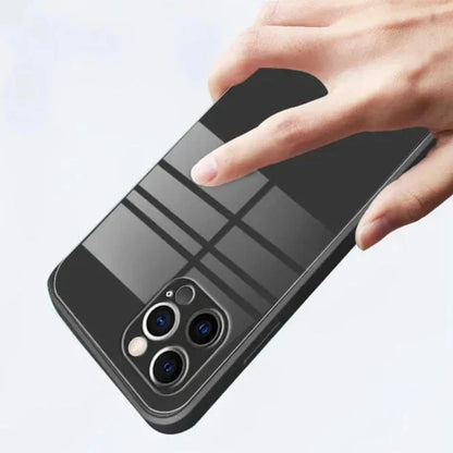 iPhone Protective Case with Detachable Wrist Strap & Glass Back – Anti-Fingerprint Shockproof Cover for iPhone 17, 16, 15, 14 Pro Max Plus