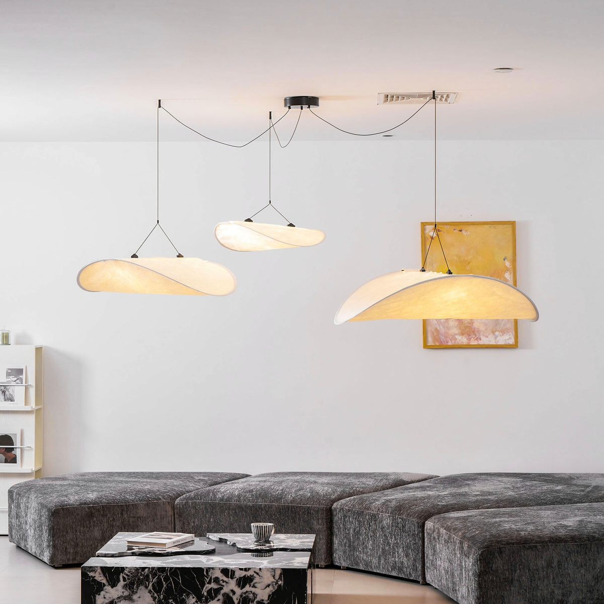 Oversized Paper Drum Shade Hanging Light Fixture Adjustable Height Contemporary Kitchen Island Chandelier Dining Room Ceiling Suspension Lam