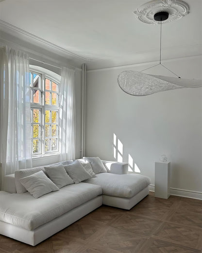 Cloud Paper Ceiling Fixture 24-Inch Hanging Lamp Modern Overhead Lighting for Dining Kitchen Living Room Adjustable Height LED