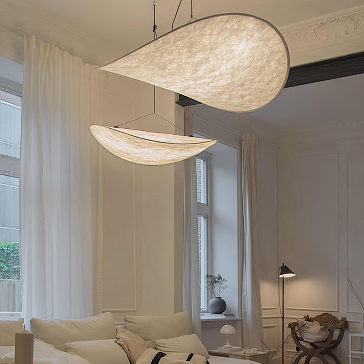 Oversized Paper Drum Shade Hanging Light Fixture Adjustable Height Contemporary Kitchen Island Chandelier Dining Room Ceiling Suspension Lam