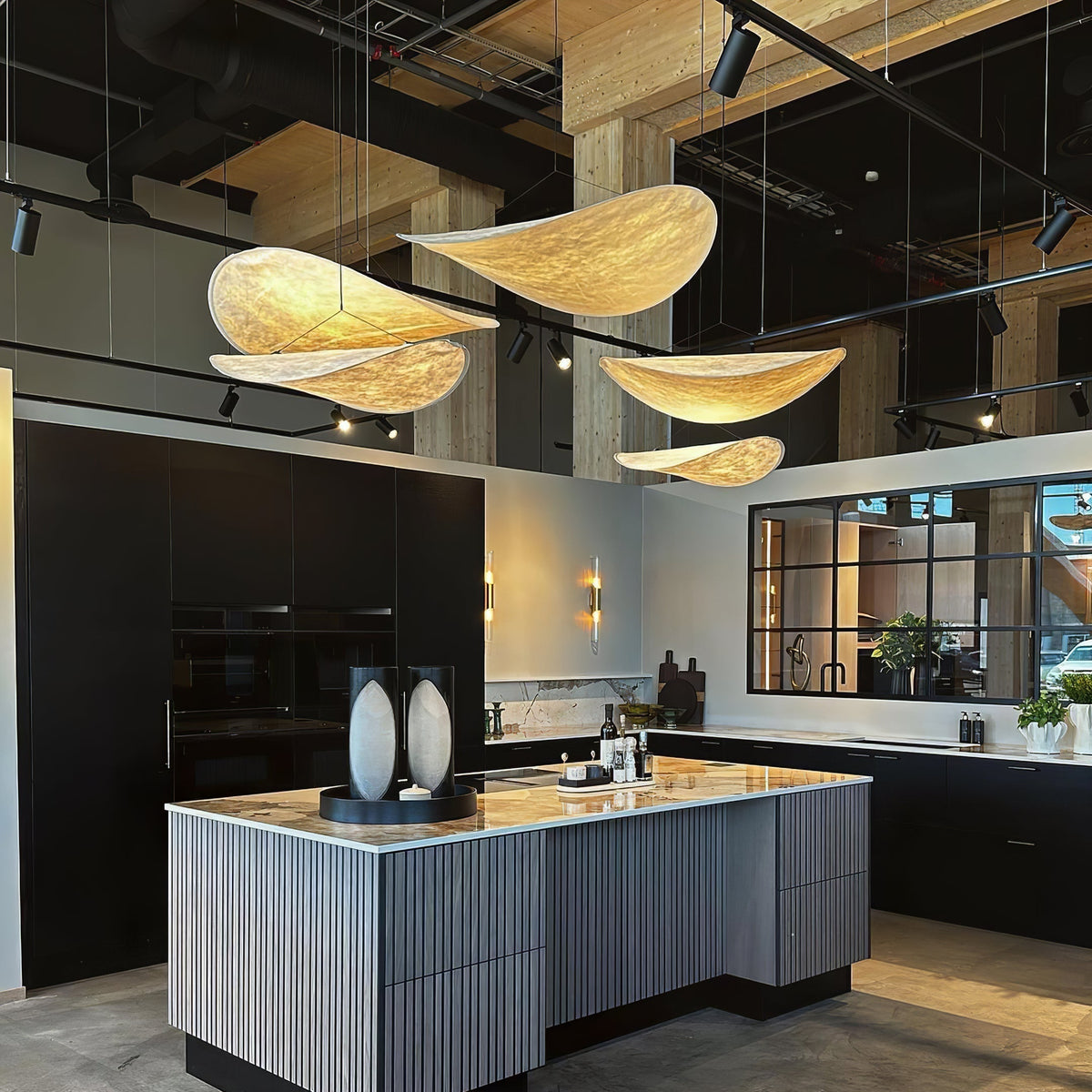 Oversized Paper Drum Shade Hanging Light Fixture Adjustable Height Contemporary Kitchen Island Chandelier Dining Room Ceiling Suspension Lam
