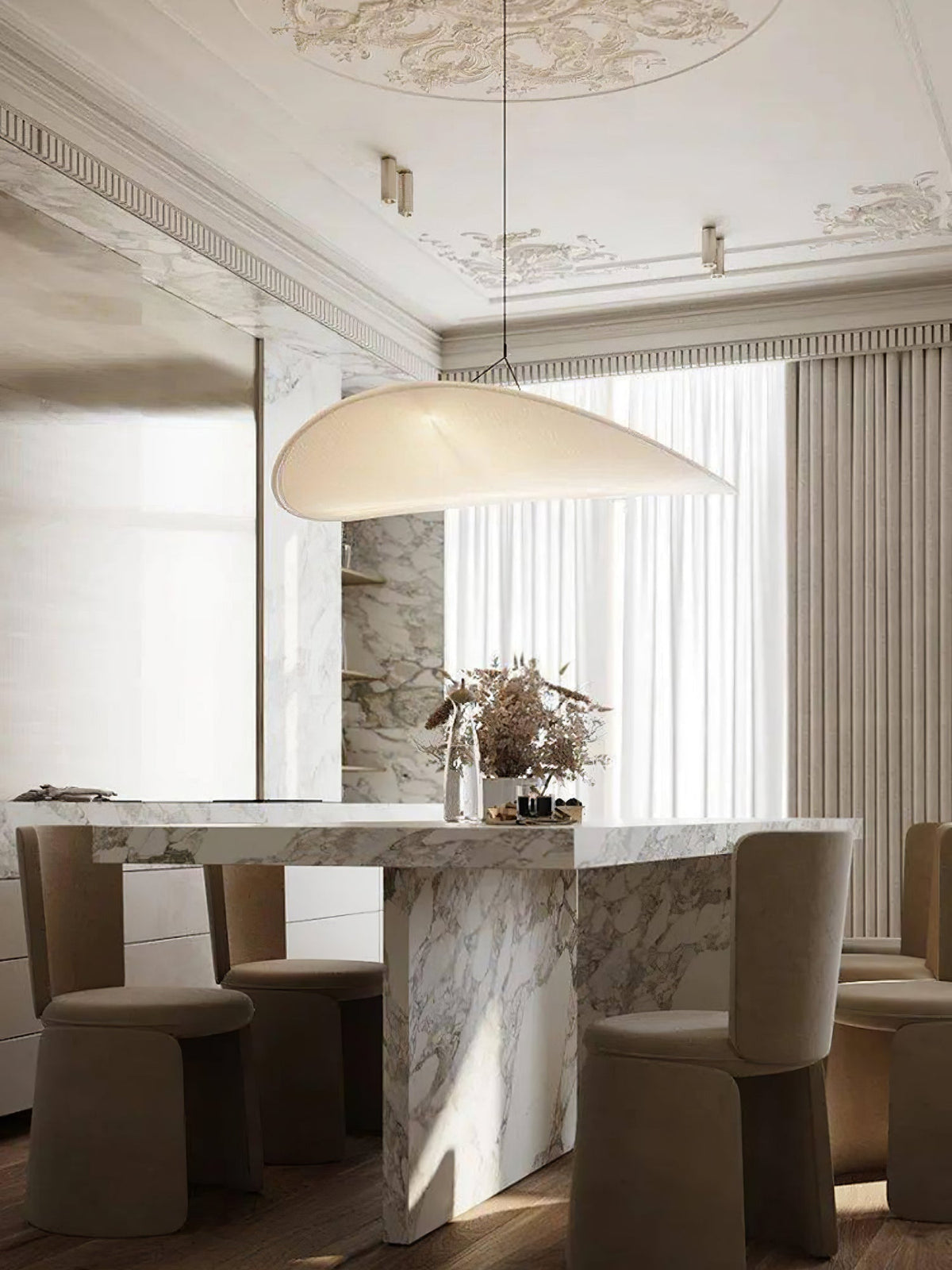 Oversized Paper Drum Shade Hanging Light Fixture Adjustable Height Contemporary Kitchen Island Chandelier Dining Room Ceiling Suspension Lam
