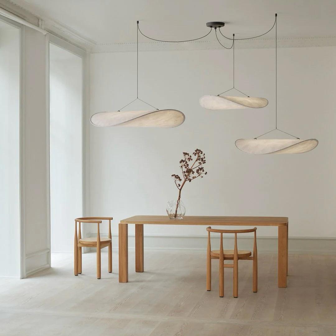 Cloud Paper Ceiling Fixture 24-Inch Hanging Lamp Modern Overhead Lighting for Dining Kitchen Living Room Adjustable Height LED
