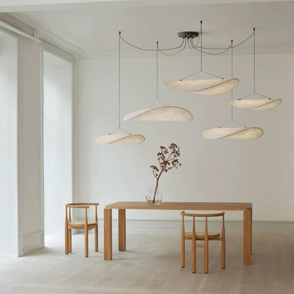 Cloud Paper Ceiling Fixture 24-Inch Hanging Lamp Modern Overhead Lighting for Dining Kitchen Living Room Adjustable Height LED