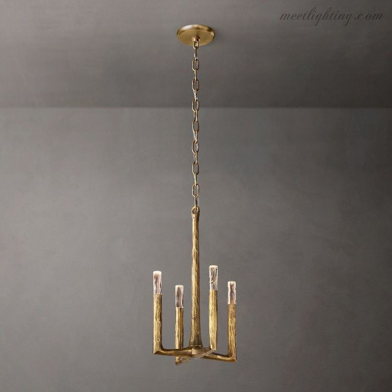 Handcrafted Metal Dome Pendant Light with Glass Diffusers for Kitchen Island and Dining Room – 4-Light Ceiling Fixture, Adjustable Height