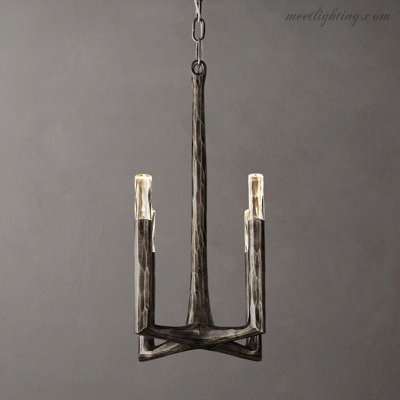 Handcrafted Metal Dome Pendant Light with Glass Diffusers for Kitchen Island and Dining Room – 4-Light Ceiling Fixture, Adjustable Height