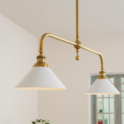 Dual-Head Island Pendant Light with Adjustable Height – Aluminum & Ceramic Shades for Kitchen, Dining Room & Living Space – Dimmable LED Fix