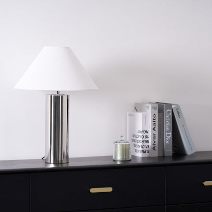 Fabric Shade Bedside Lamp with Metal Base 16-Inch White Reading Light for Nightstands Desks Home Office Bedroom