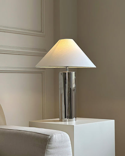 Fabric Shade Bedside Lamp with Metal Base 16-Inch White Reading Light for Nightstands Desks Home Office Bedroom