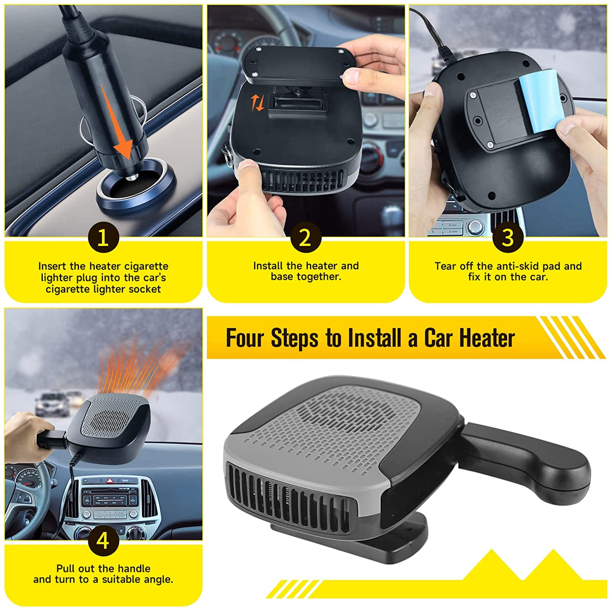 12V Portable Electric Car Heater and Fan with Defrosting Function