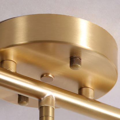 Pivoting Rail Ceiling Light Fixture with Walnut & Brass in Gold — Directional Spotlight Bar for Kitchens, Dens & Entryways — E26 Socket Spot