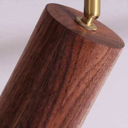 Pivoting Rail Ceiling Light Fixture with Walnut & Brass in Gold — Directional Spotlight Bar for Kitchens, Dens & Entryways — E26 Socket Spot