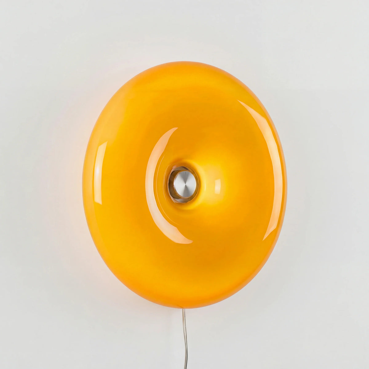 Touch-Activated LED Glass Sconce 10 in Round Orange Ambient Light for Bedroom Living Room Study Modern Energy-Efficient Decorative Fixture