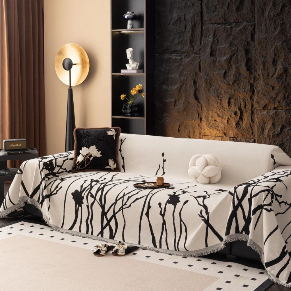 Tidal Chenille Sofa Cover - Ultra-Soft Fabric, Elegant Branch Pattern