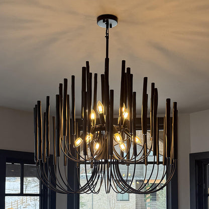 Layered Stick Pendant Light Fixture Metal Construction Adjustable Height Dining Room Entryway Foyer Modern Overhead Illumination Statement P