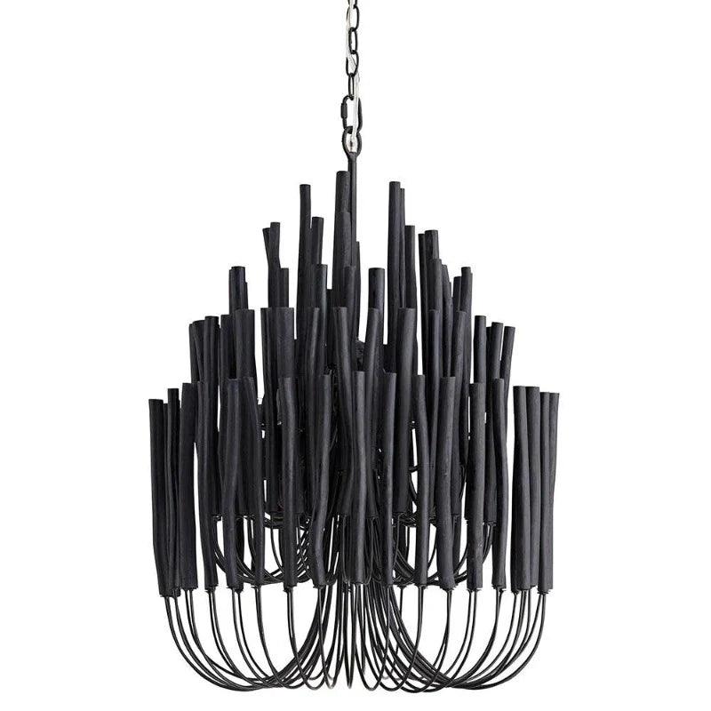 Round Tiered Wood and Metal Ceiling Light for Dining Room, Living Room and Bedroom – Adjustable Pendant with Whitewash Finish – 6 to 18 Arms
