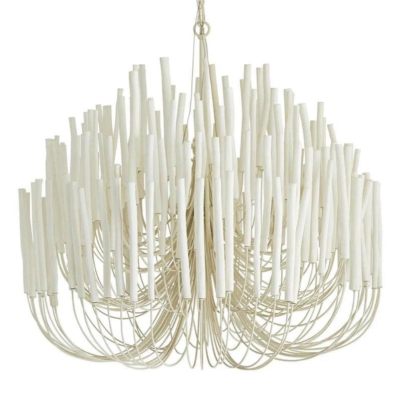 Round Tiered Wood and Metal Ceiling Light for Dining Room, Living Room and Bedroom – Adjustable Pendant with Whitewash Finish – 6 to 18 Arms