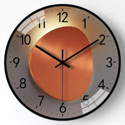 Round Wall Clock Silent Non-Ticking 8-Inch Gradient Gold Digital Face Battery Operated for Bedroom Living Room Office Decor