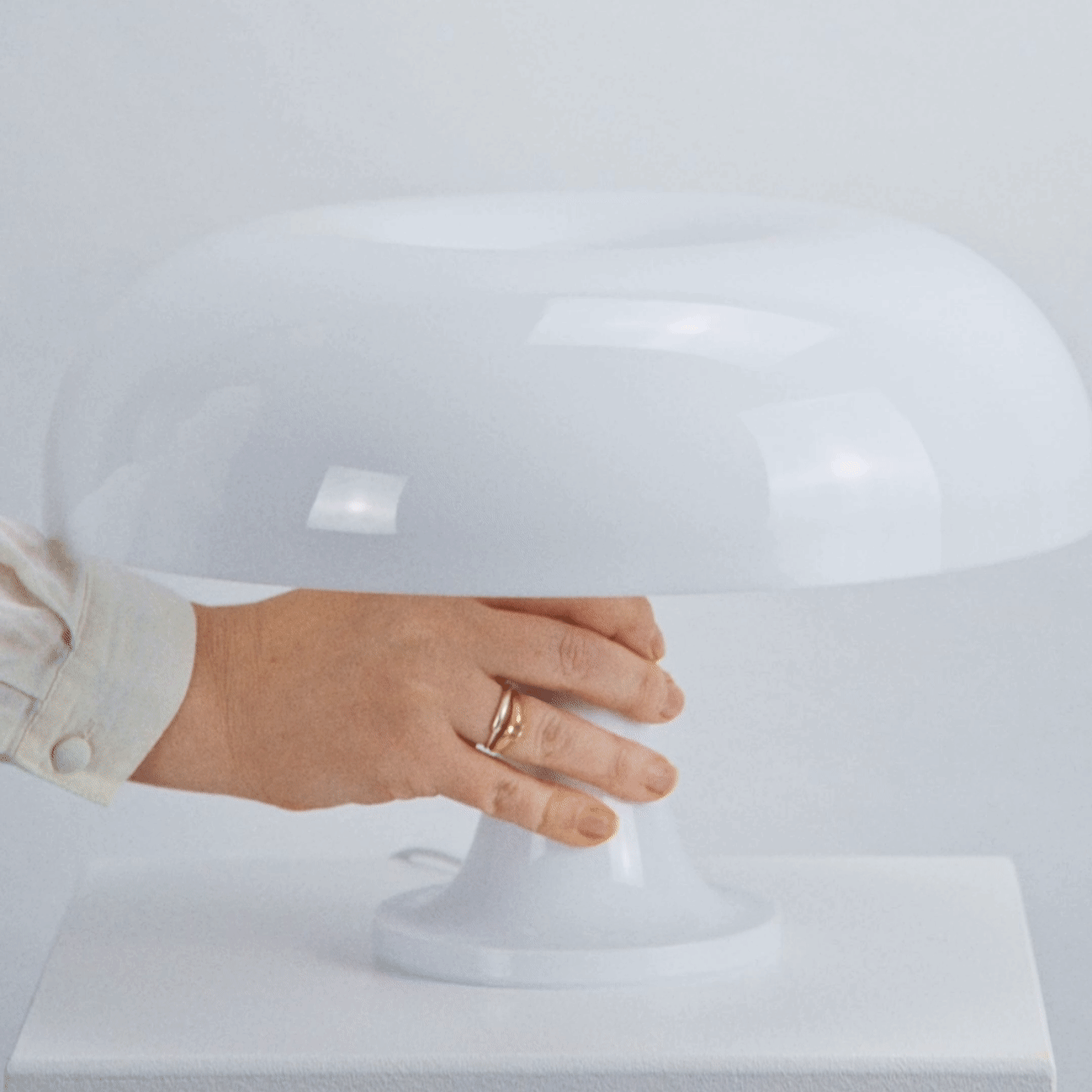 Mushroom Bedside Lamp with Soft Glow - 12.6 Inch Acrylic Nightstand Light for Bedroom Living Room Reading Nook - Retro Modern Ambient Lighti
