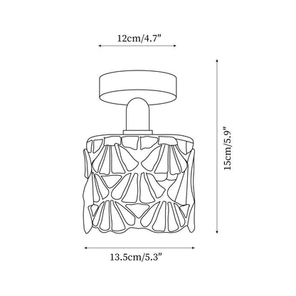 Flush Mount Glass Shade Ceiling Fixture 5 inch Brass Finish for Bathroom Bedroom Hallway Warm Ambient Lighting Vintage Style Decorative Home