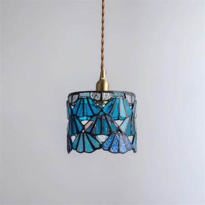 Hanging Ceiling Lamp with Tinted Glass Shade 5.3 Inches for Dining Room, Kitchen Island, Bedroom Decor, Brass Accent Fixture, Adjustable Cor