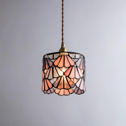 Hanging Ceiling Lamp with Tinted Glass Shade 5.3 Inches for Dining Room, Kitchen Island, Bedroom Decor, Brass Accent Fixture, Adjustable Cor