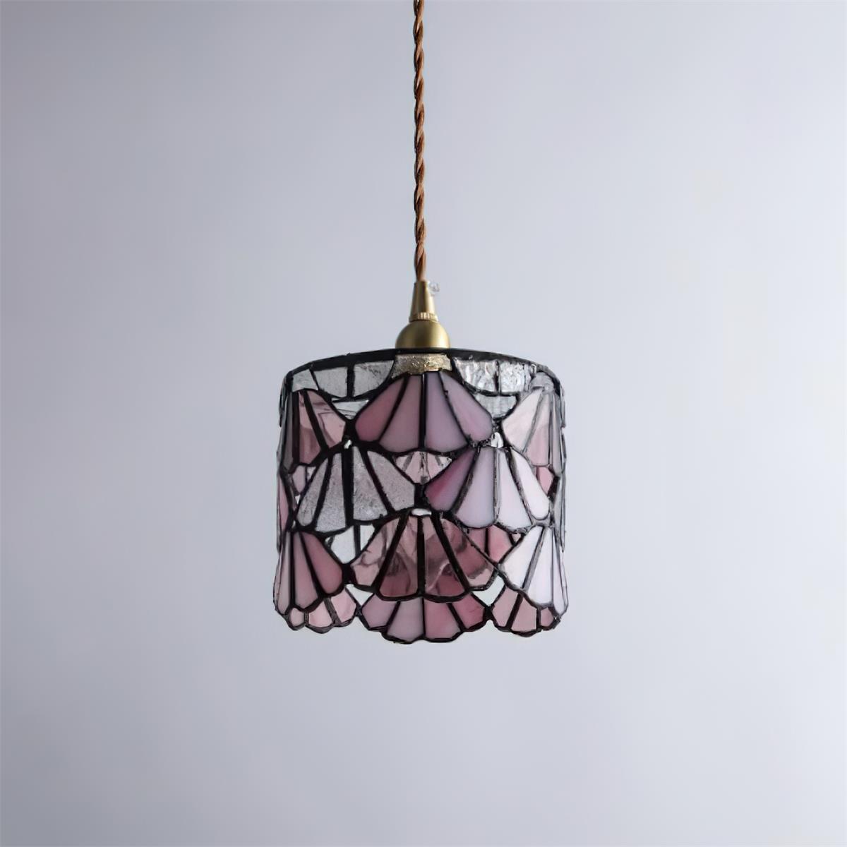 Hanging Ceiling Lamp with Tinted Glass Shade 5.3 Inches for Dining Room, Kitchen Island, Bedroom Decor, Brass Accent Fixture, Adjustable Cor
