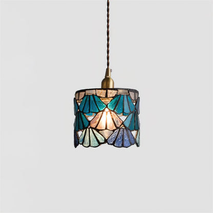 Hanging Ceiling Lamp with Tinted Glass Shade 5.3 Inches for Dining Room, Kitchen Island, Bedroom Decor, Brass Accent Fixture, Adjustable Cor