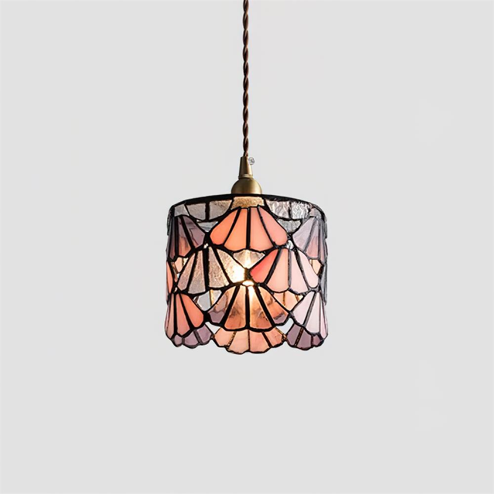 Hanging Ceiling Lamp with Tinted Glass Shade 5.3 Inches for Dining Room, Kitchen Island, Bedroom Decor, Brass Accent Fixture, Adjustable Cor