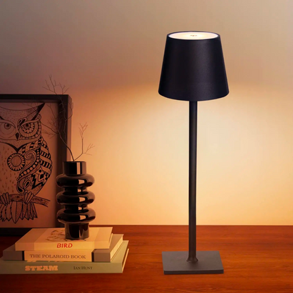 Lampe de table LED rechargeable et portable avec variateur d'intensité – Lampe de bureau sans fil à piles pour salon, chambre, terrasse et restaurant